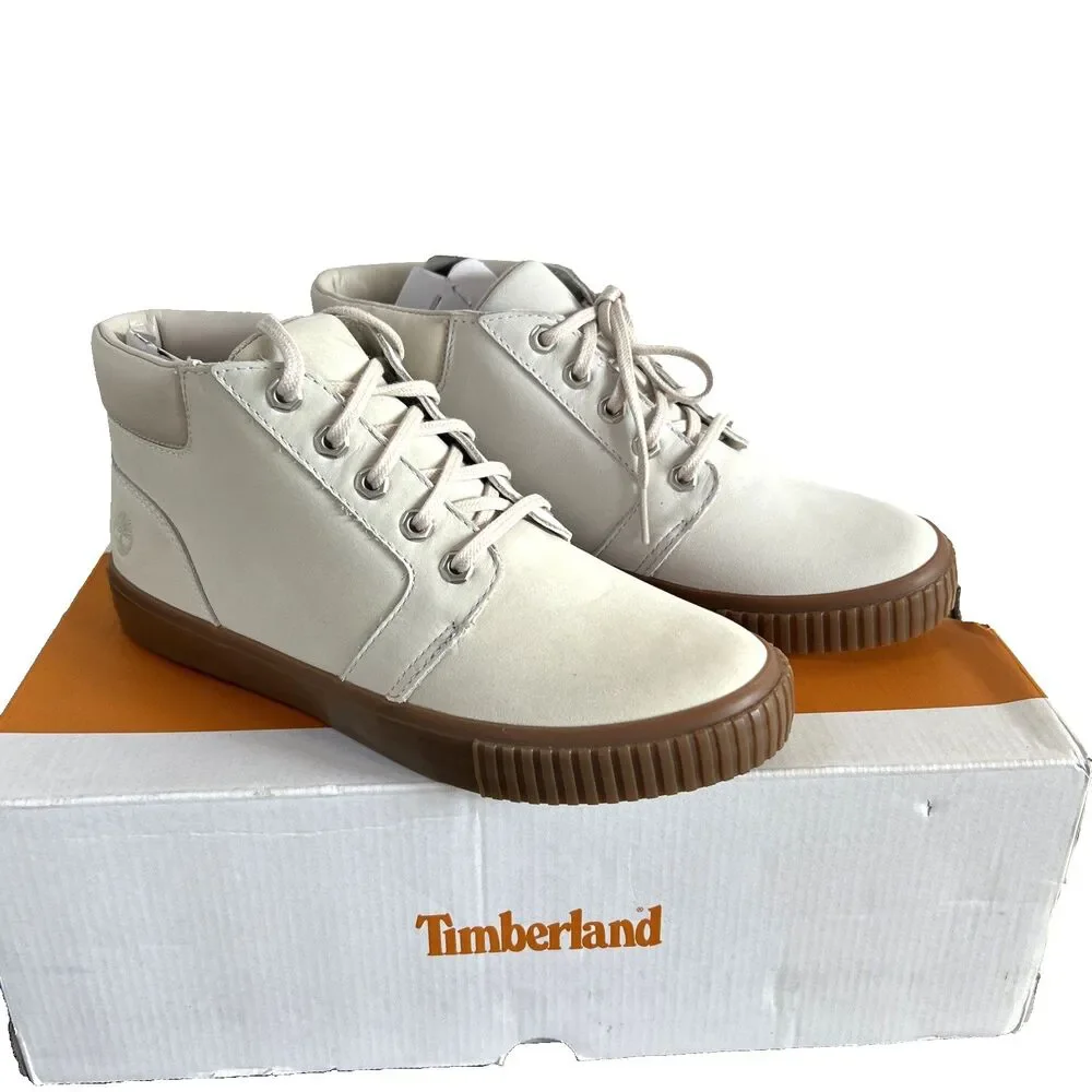 Timberland Women's Skyla Bay Chukka White Nubuck Boots Leather A2R69 Sz 7.5 NEW